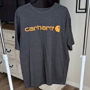 NWOT Carhartt Charcoal Heather Short-Sleeve Tee with Orange Logo